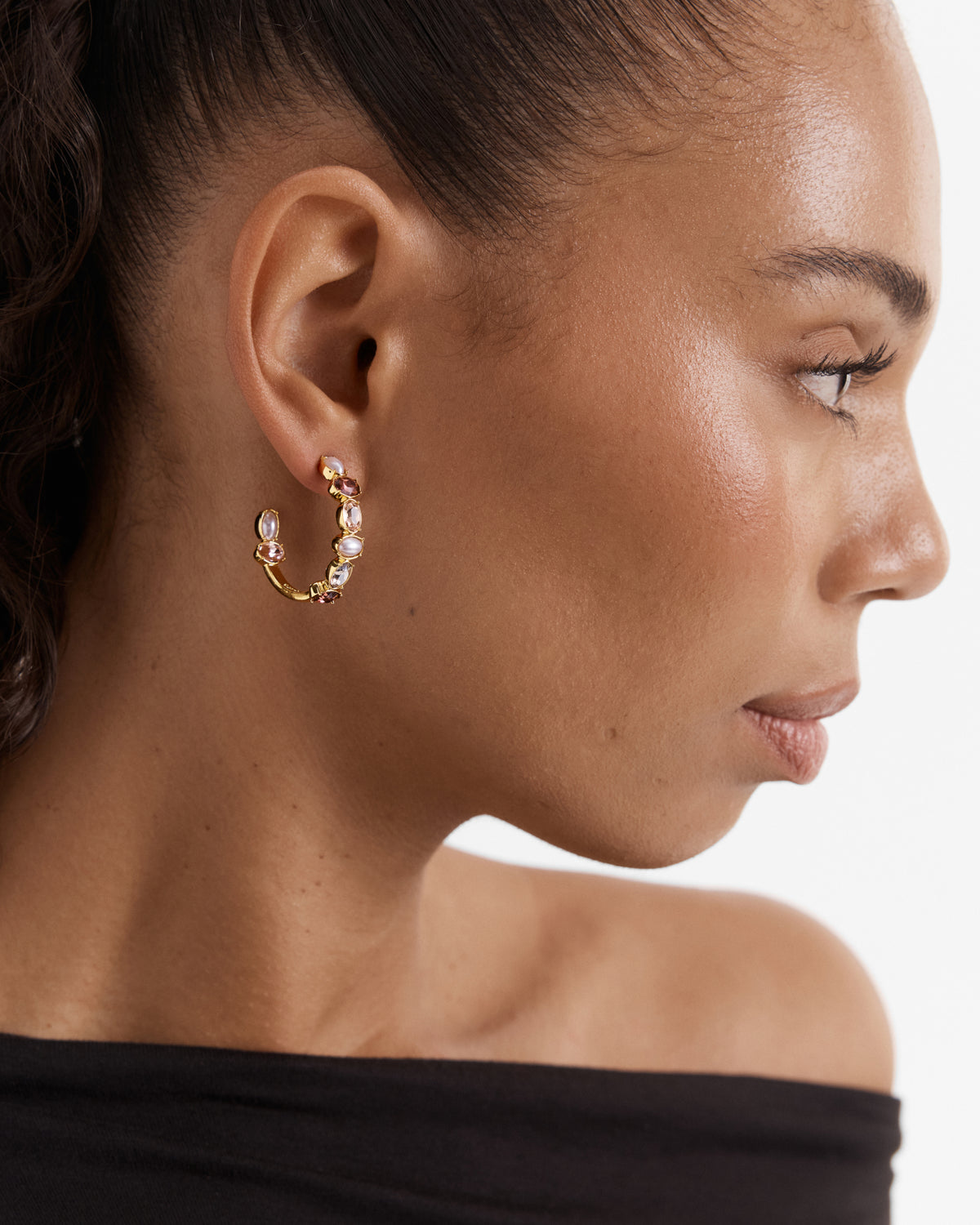 So Ornate Hoop Earrings - Pearl