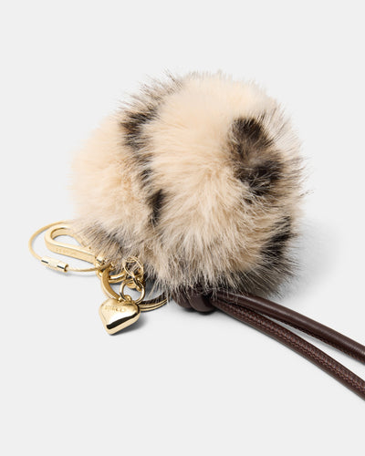 Fluffy Knot Bag Charm - Ocelot Print