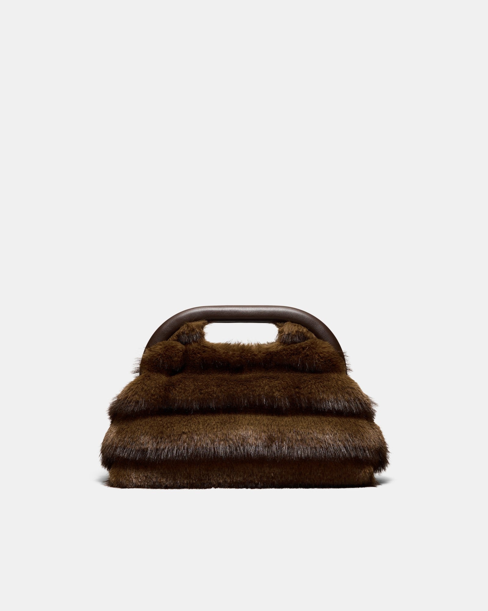 Faux Fur Frame Bag - Chocolate
