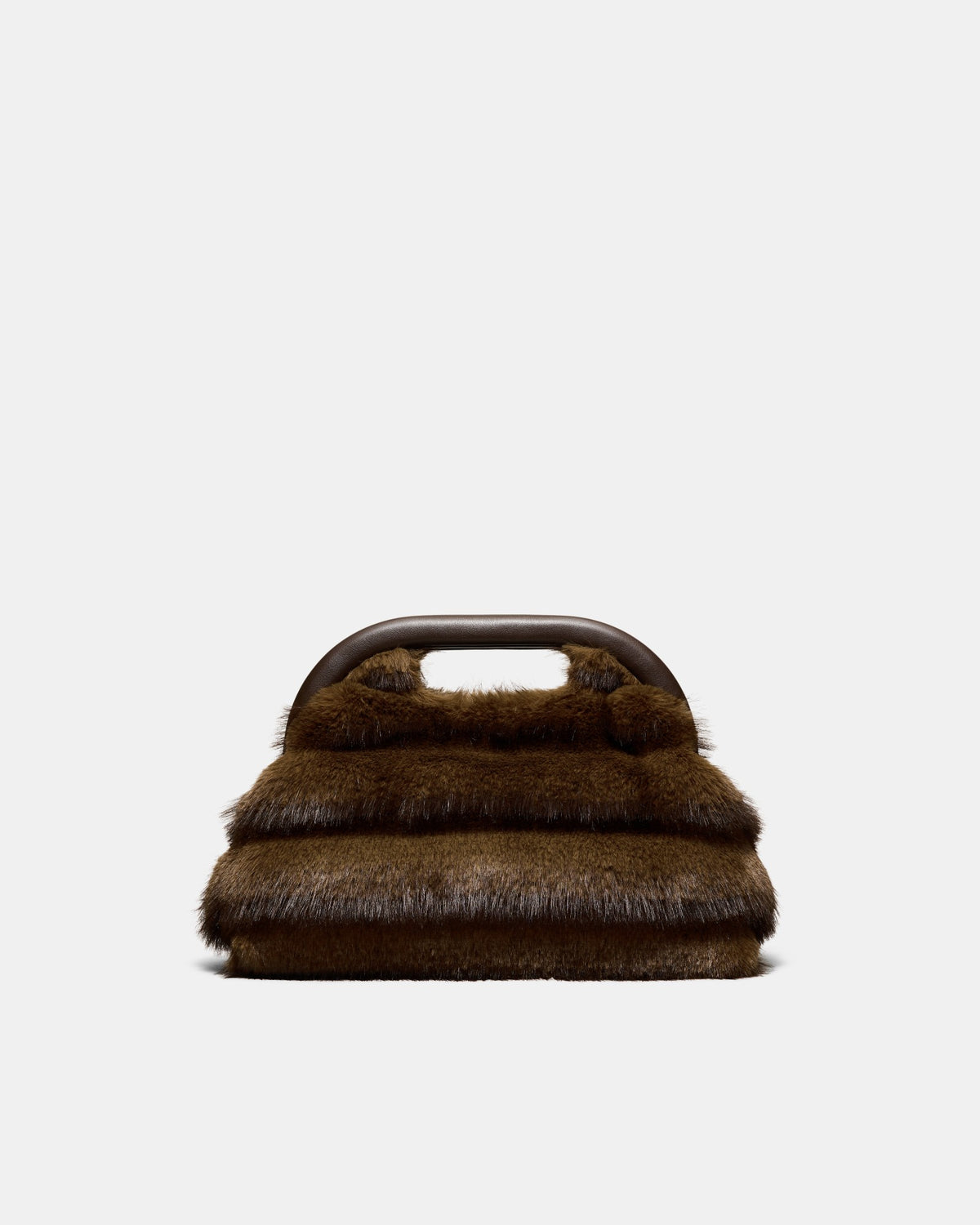 Faux Fur Frame Bag - Chocolate