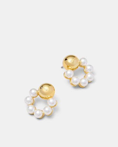 Luminous Aura Stud Earrings - Pearl
