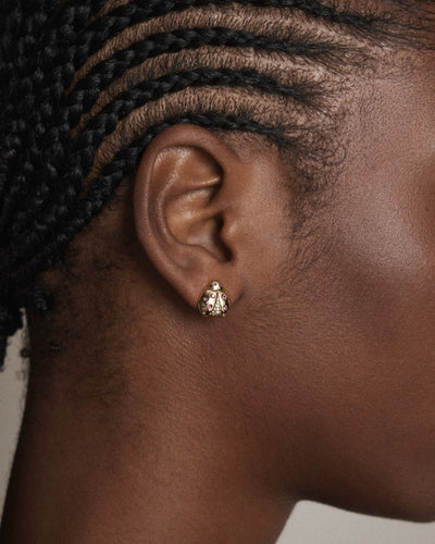 Lady Love Bug Stud Earrings - Gold