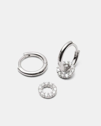Nimbus Charm Hoop Earrings - Silver