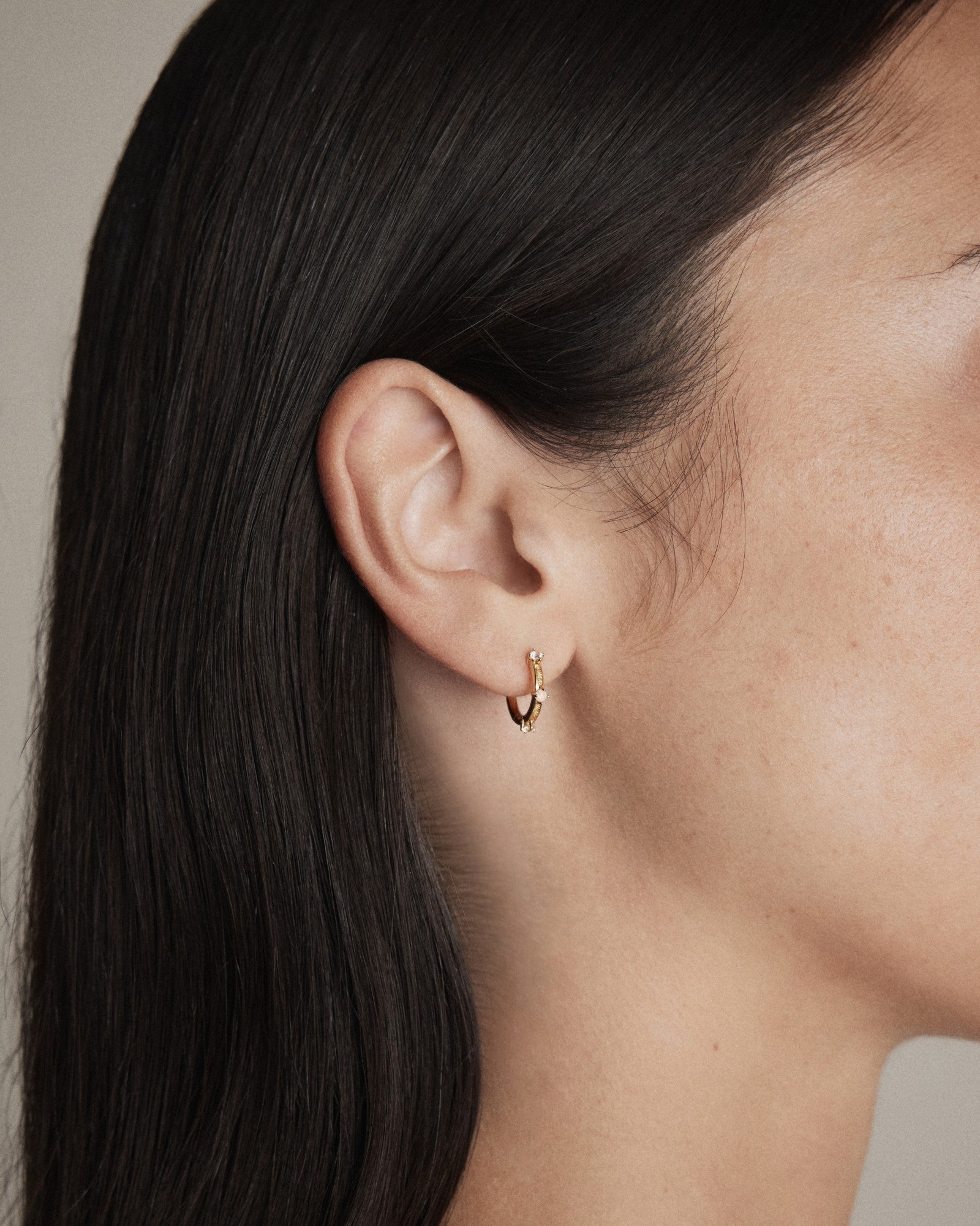 Opalescent Hoop Earrings - Gold