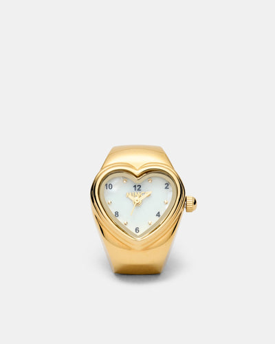 Heart Watch Ring - Gold
