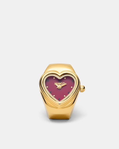 Heart Watch Ring - Bordeaux
