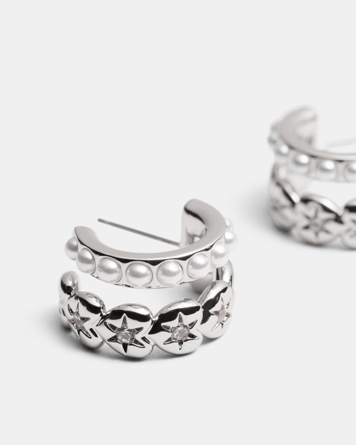 Westlyn Heart Duo Hoop Earrings - Silver