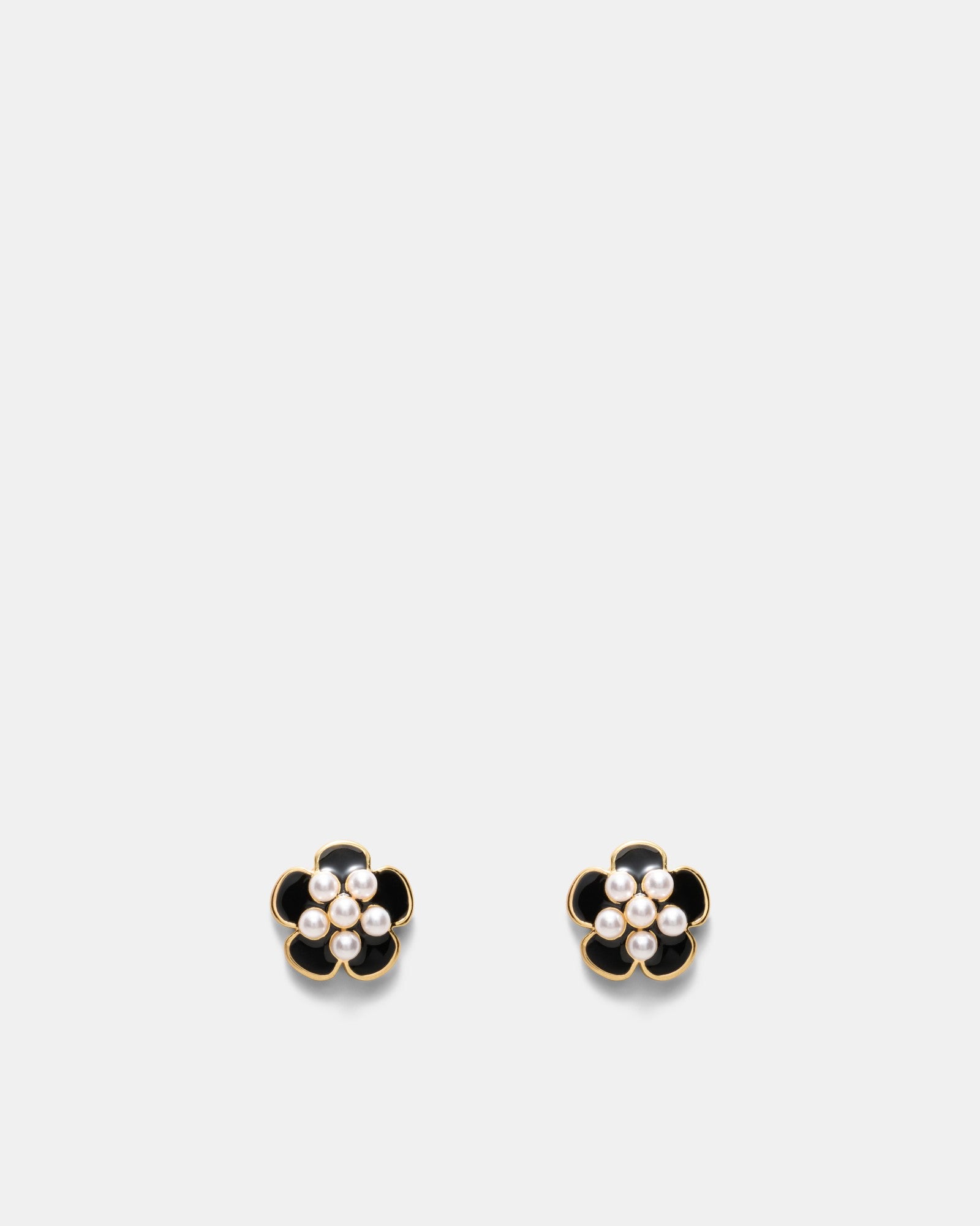 La Fleur Stud Earrings - Black