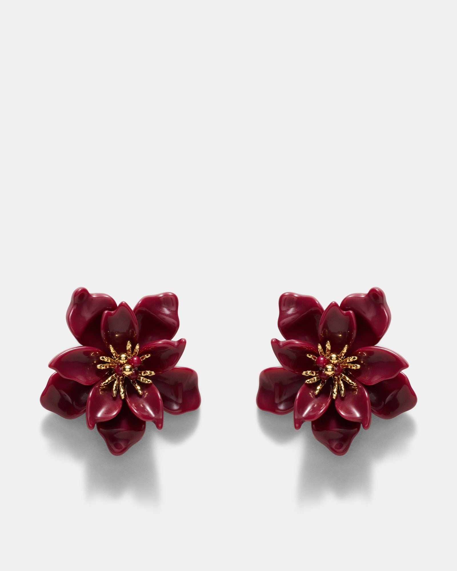 Vienne Flower Stud Earrings - Bordeaux
