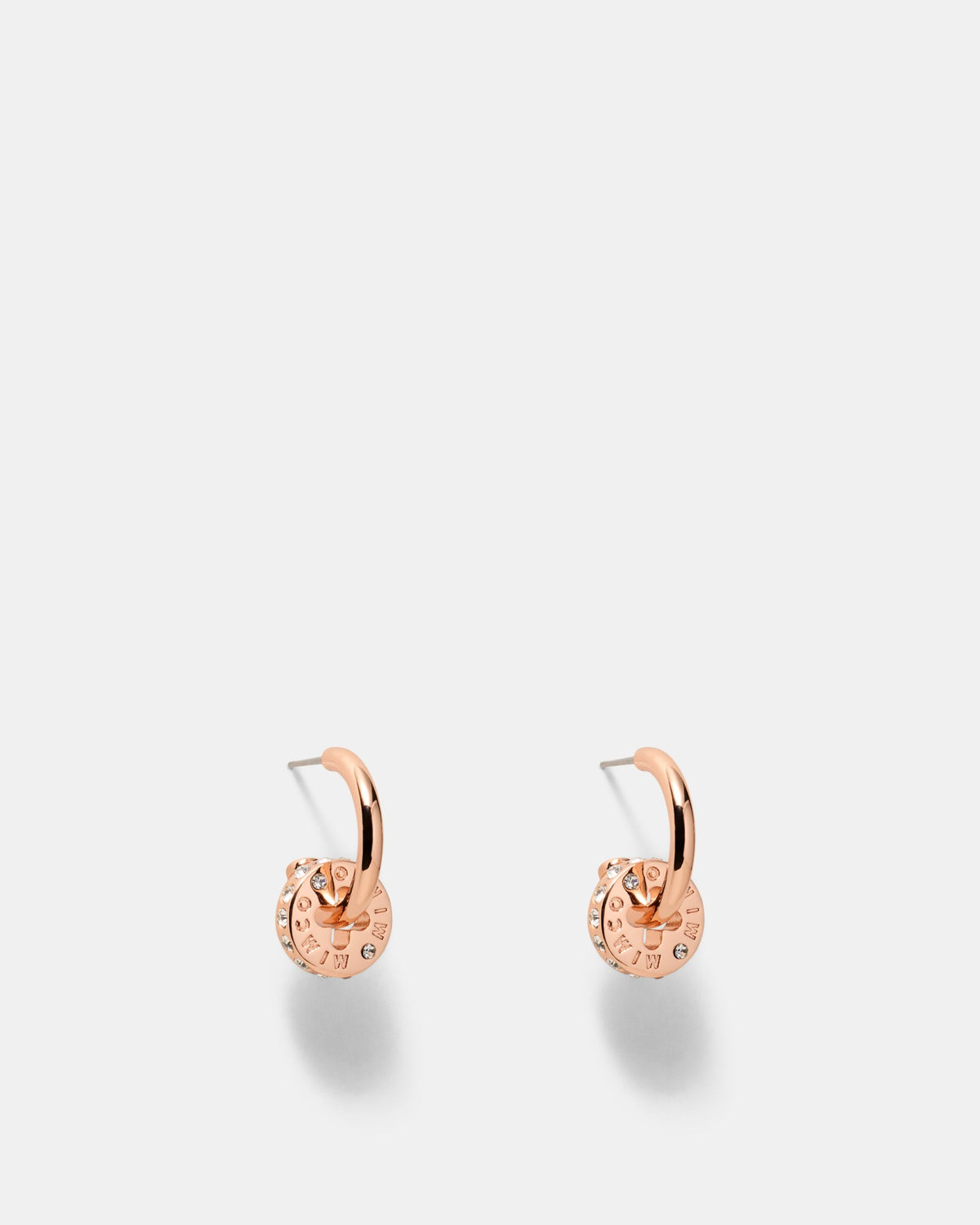 Signatura Charm Hoop Earrings - Rose Gold