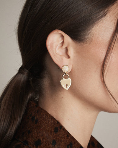 Locked In Love Earrings - Gold