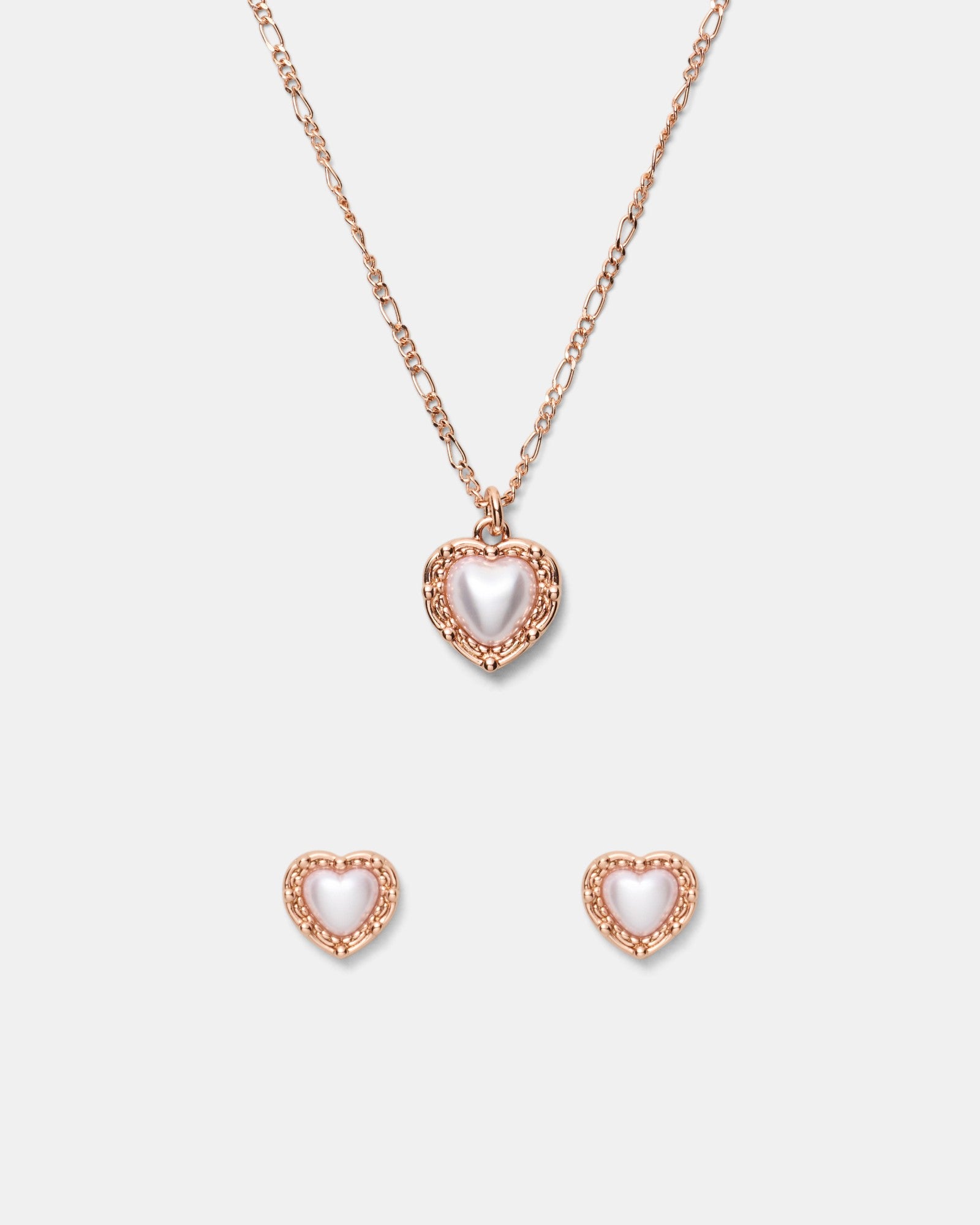 Maybelle Necklace Earrings Set - Rose Gold