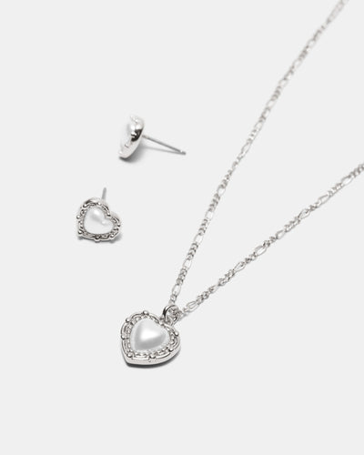 Maybelle Necklace Earrings Set - Silver
