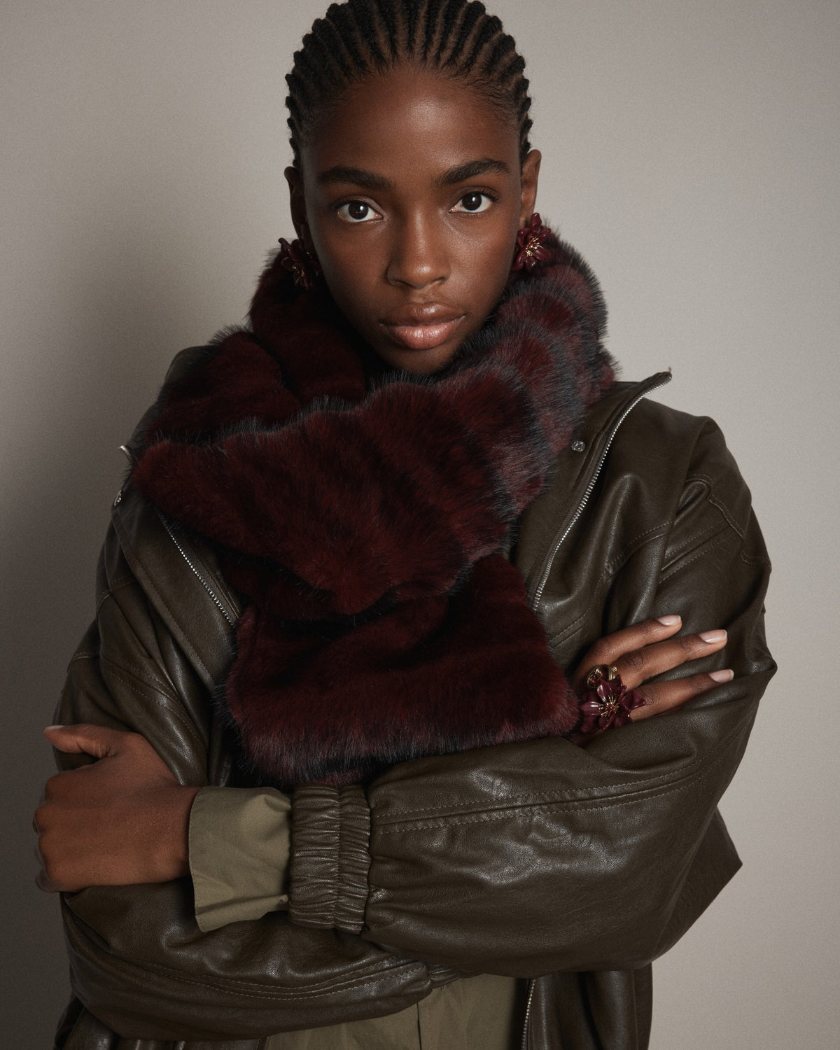 Dylan Faux Fur Scarf - Bordeaux