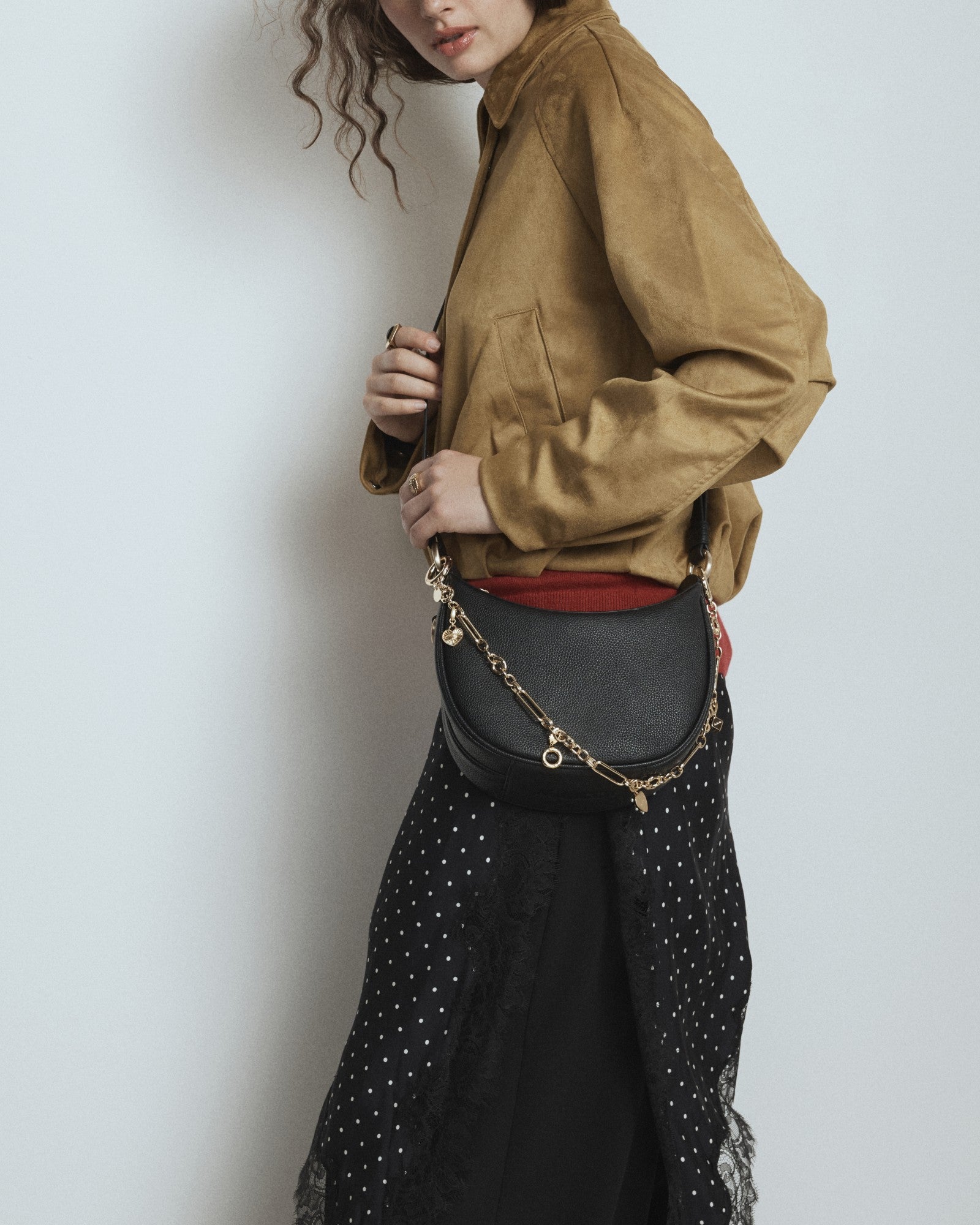 Luna Mini Crescent Bag - Black