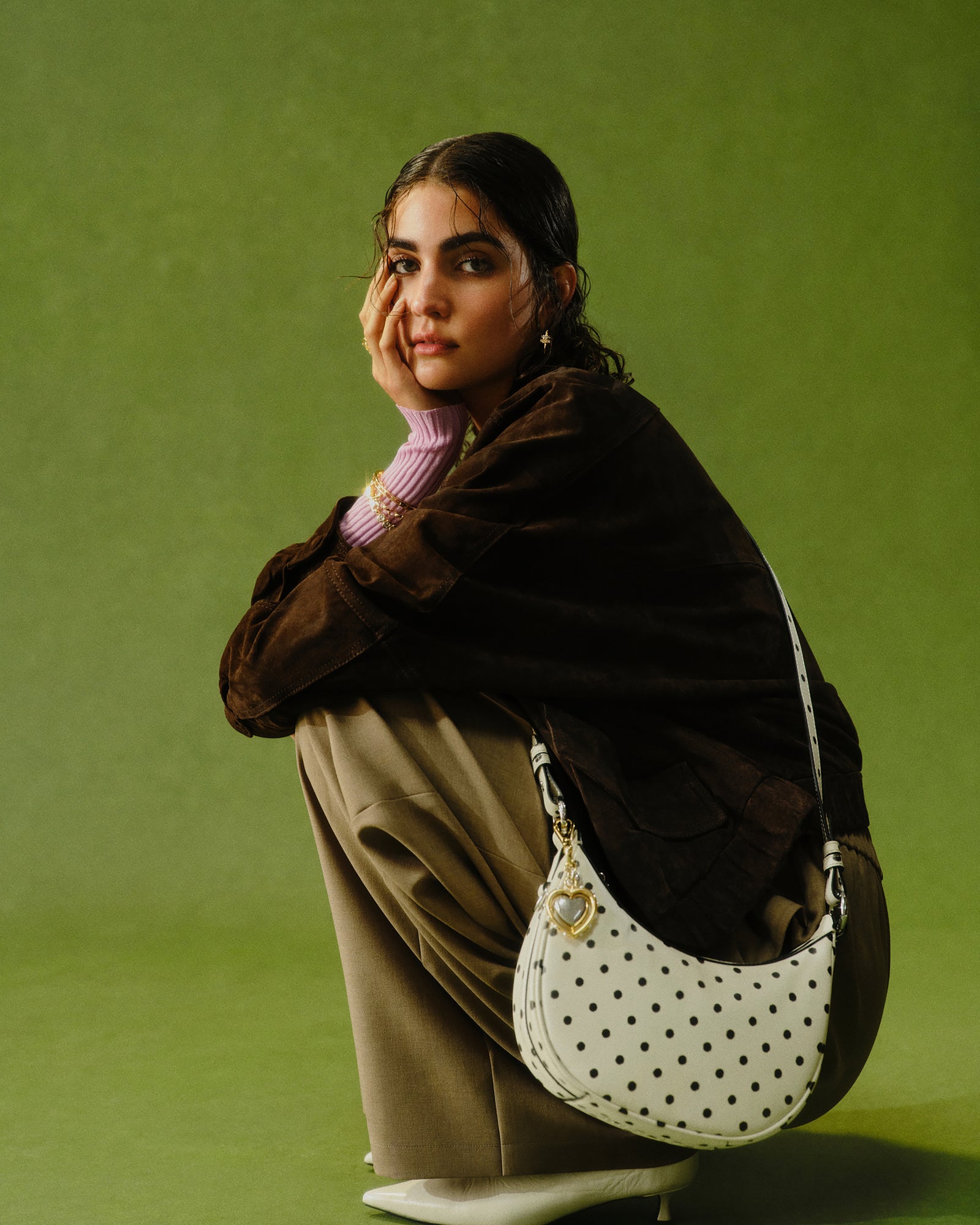 Luna Mini Crescent Bag - Dot Print