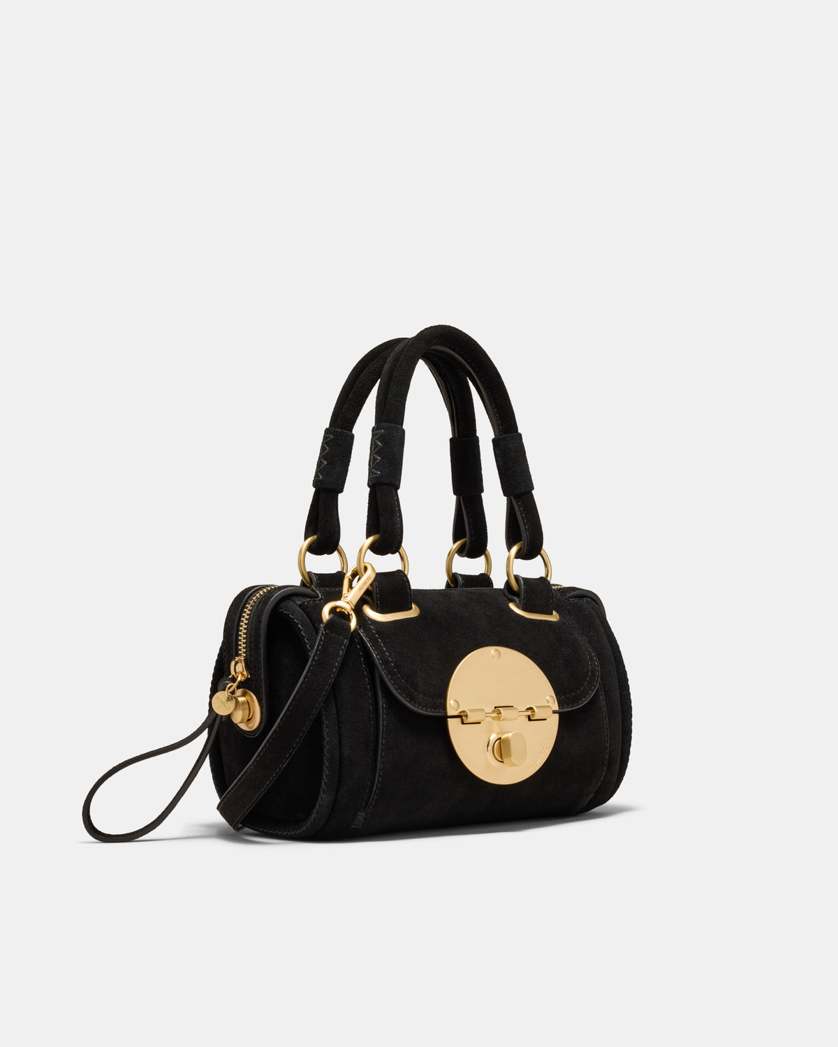 Turnlock Bowler Grab Crossbody Bag - Black