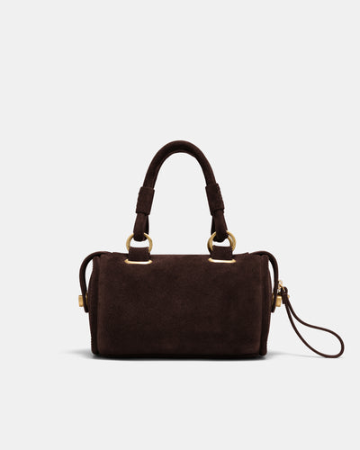 Turnlock Bowler Grab Crossbody Bag - Chocolate