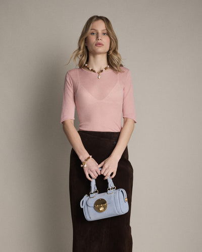 Turnlock Bowler Grab Crossbody Bag - Cornflower