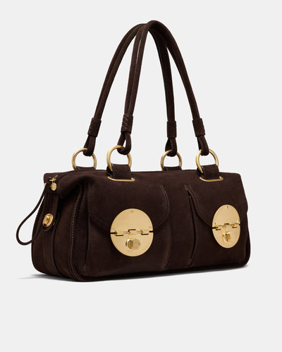 Turnlock East West Bag - Chocolate