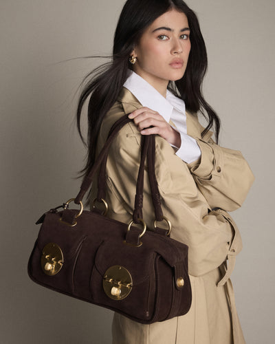 Turnlock East West Bag - Chocolate