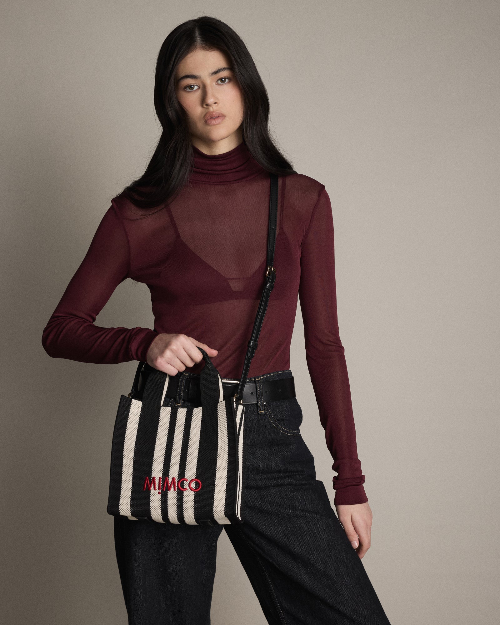 Blondie Small Tote Bag - Black Stripe
