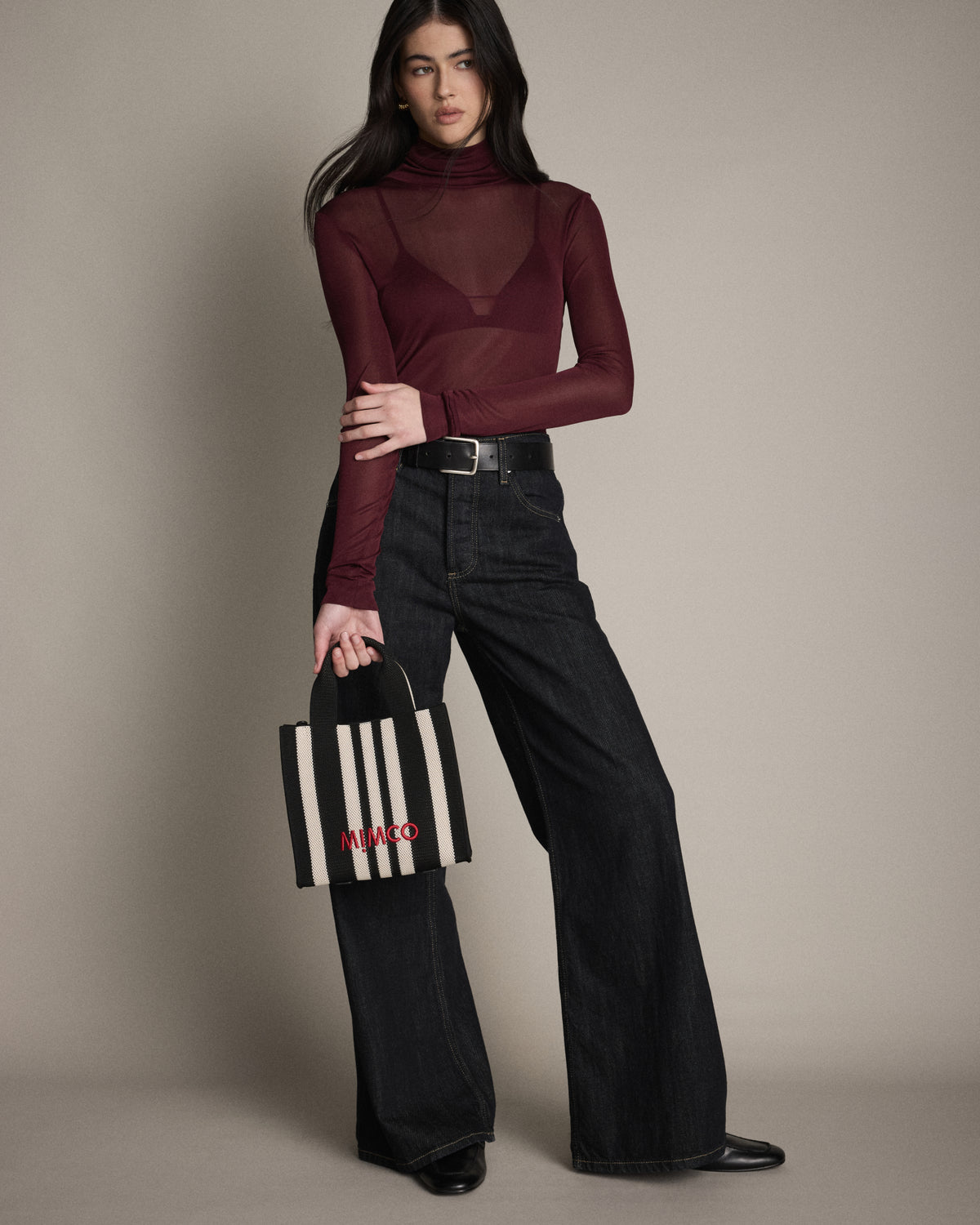 Blondie Small Tote Bag - Black Stripe