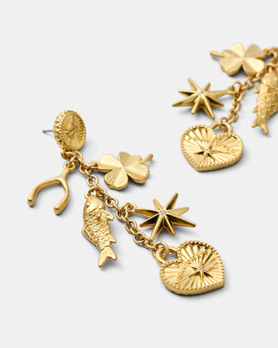 Fortuna Charm Earrings - Gold
