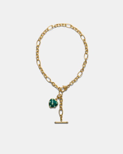 Polka Heart Necklace - Malachite