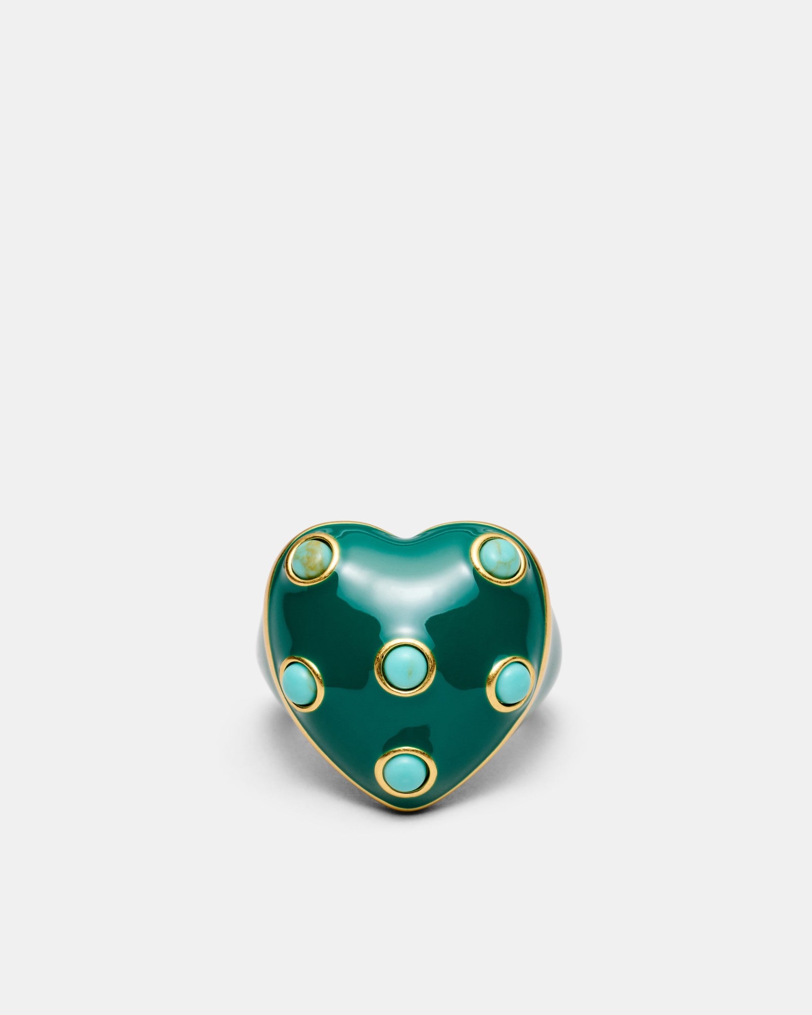 Polka Heart Ring - Green