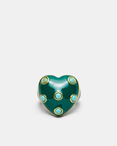 Polka Heart Ring - Green