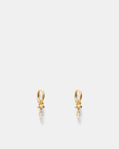 Asteria Charm Hoop Earrings - Gold