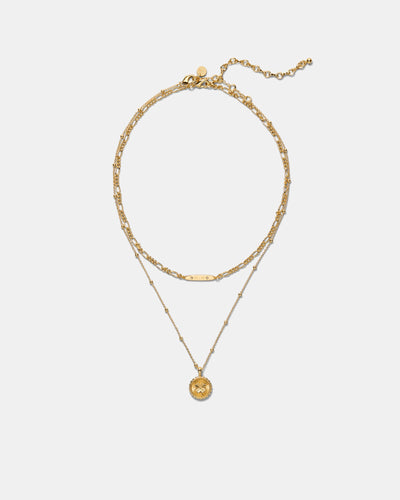 Lucky Coin Duo Necklace - Gold