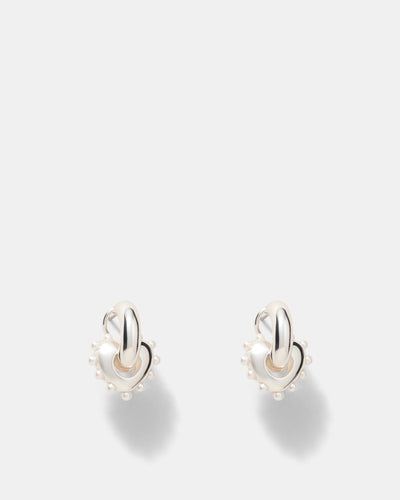 Adore Heart Hoop Earrings - Silver