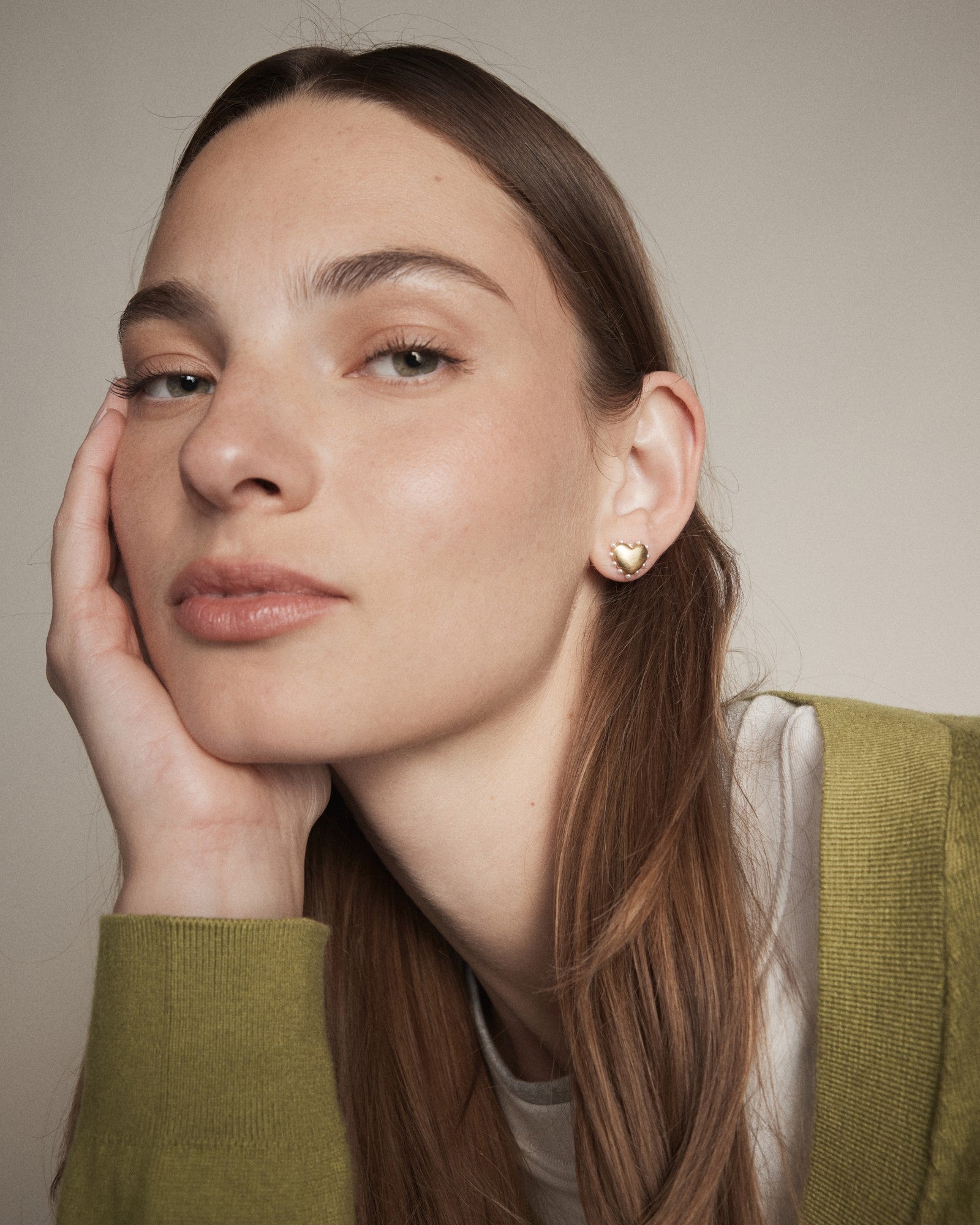 Adore Heart Stud Earrings - Gold