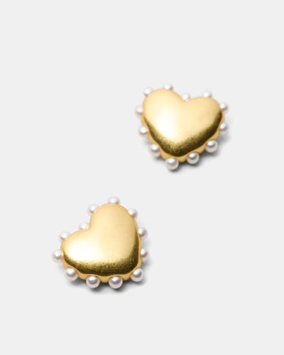 Adore Heart Stud Earrings - Gold