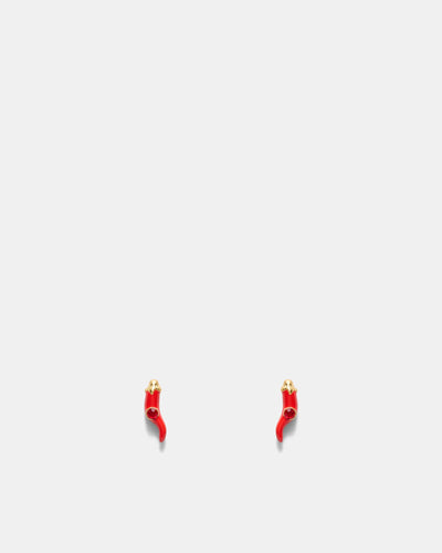 Cornicello Stud Earrings - Red