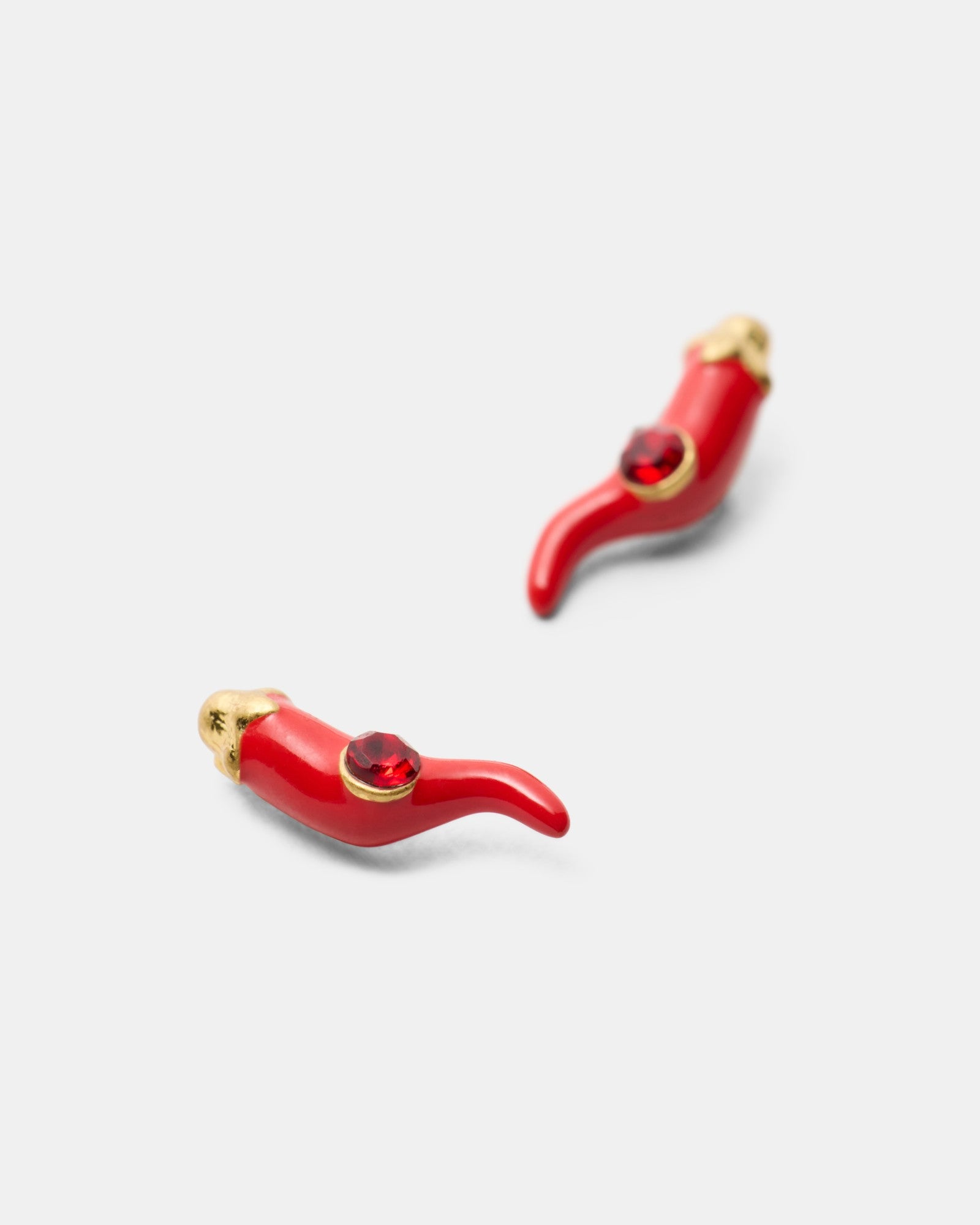 Cornicello Stud Earrings - Red