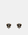 Polka Heart Stud Earrings - Black White