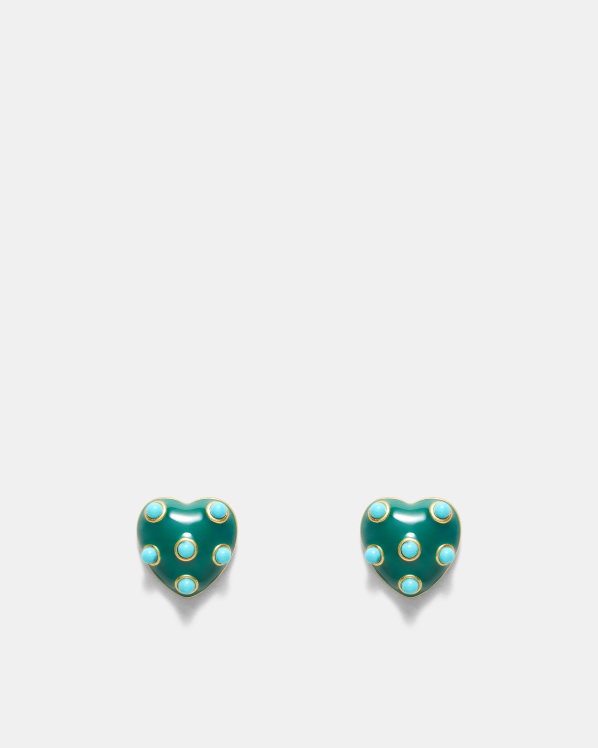 Polka Heart Stud Earrings - Green