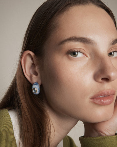 Destined Resin Hoop Earrings - Ultra Marine