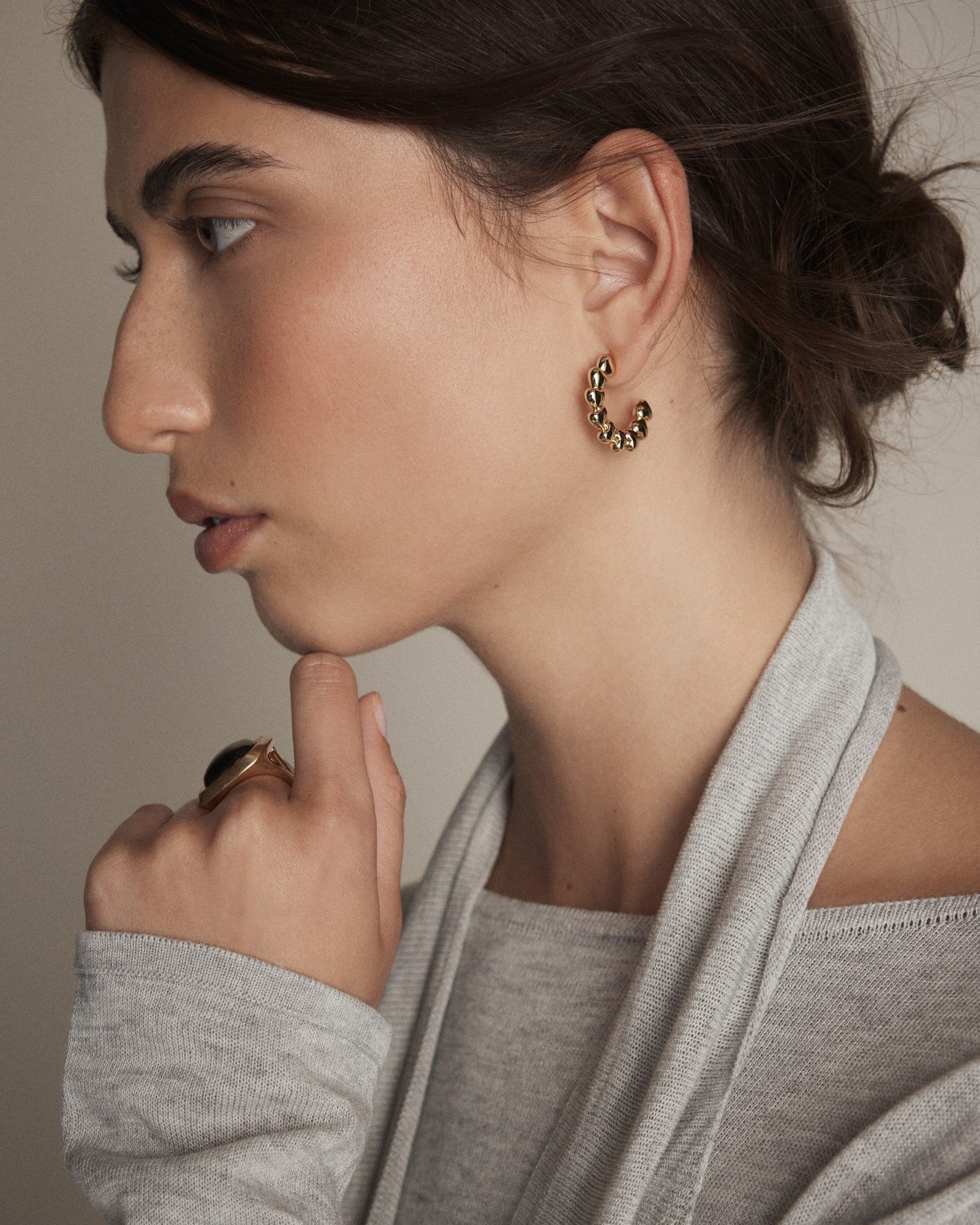 Fated Heart Hoop Earrings - Gold