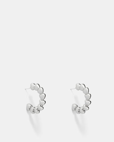 Fated Heart Hoop Earrings - Silver