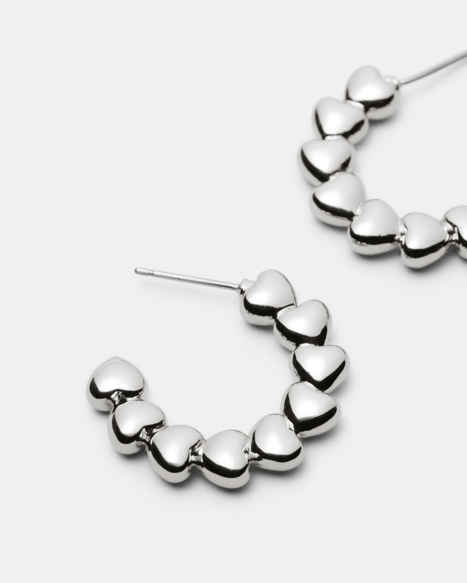 Fated Heart Hoop Earrings - Silver