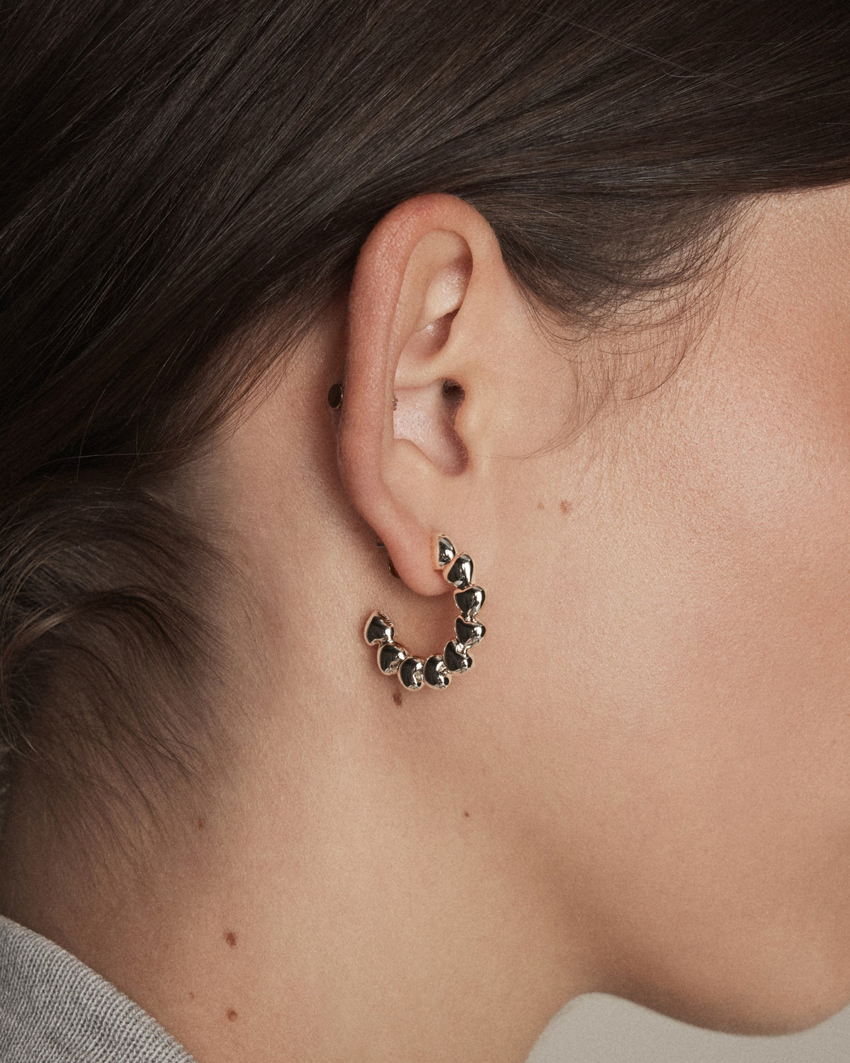 Fated Heart Hoop Earrings - Silver