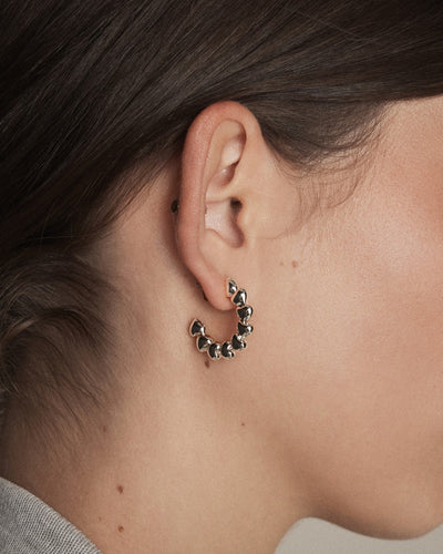 Fated Heart Hoop Earrings - Silver
