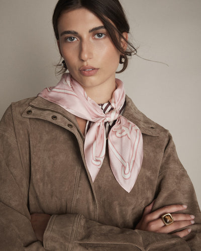 Mim Button Square Scarf - Pink