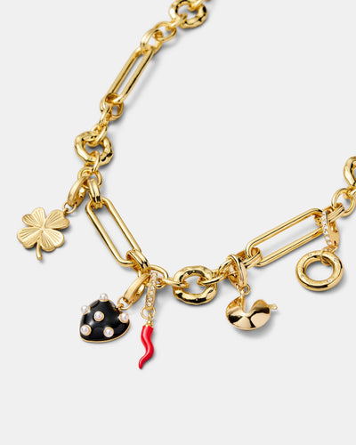 Polka Heart Charm - Black White