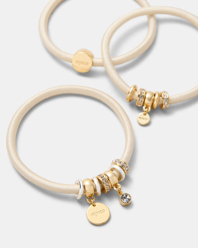 Glinted Hair Tie Set - Neutral