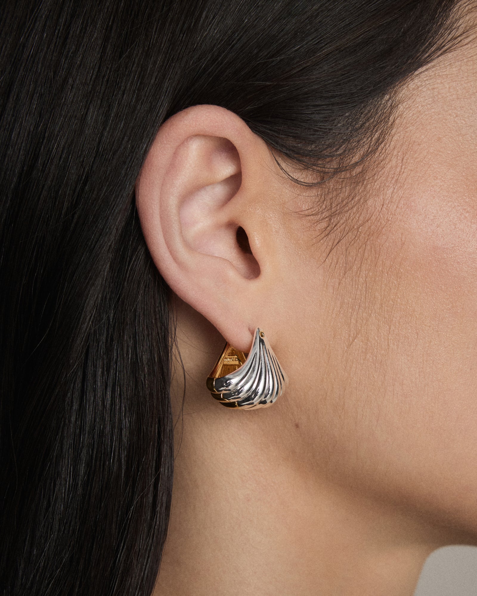 Gemini Reversible Huggie Earrings - Gold Silver